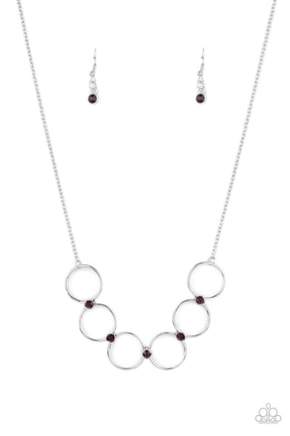REGAL SOCIETY - PURPLE RHINESTONE SILVER CIRCLE NECKLACE - PAPARAZZI