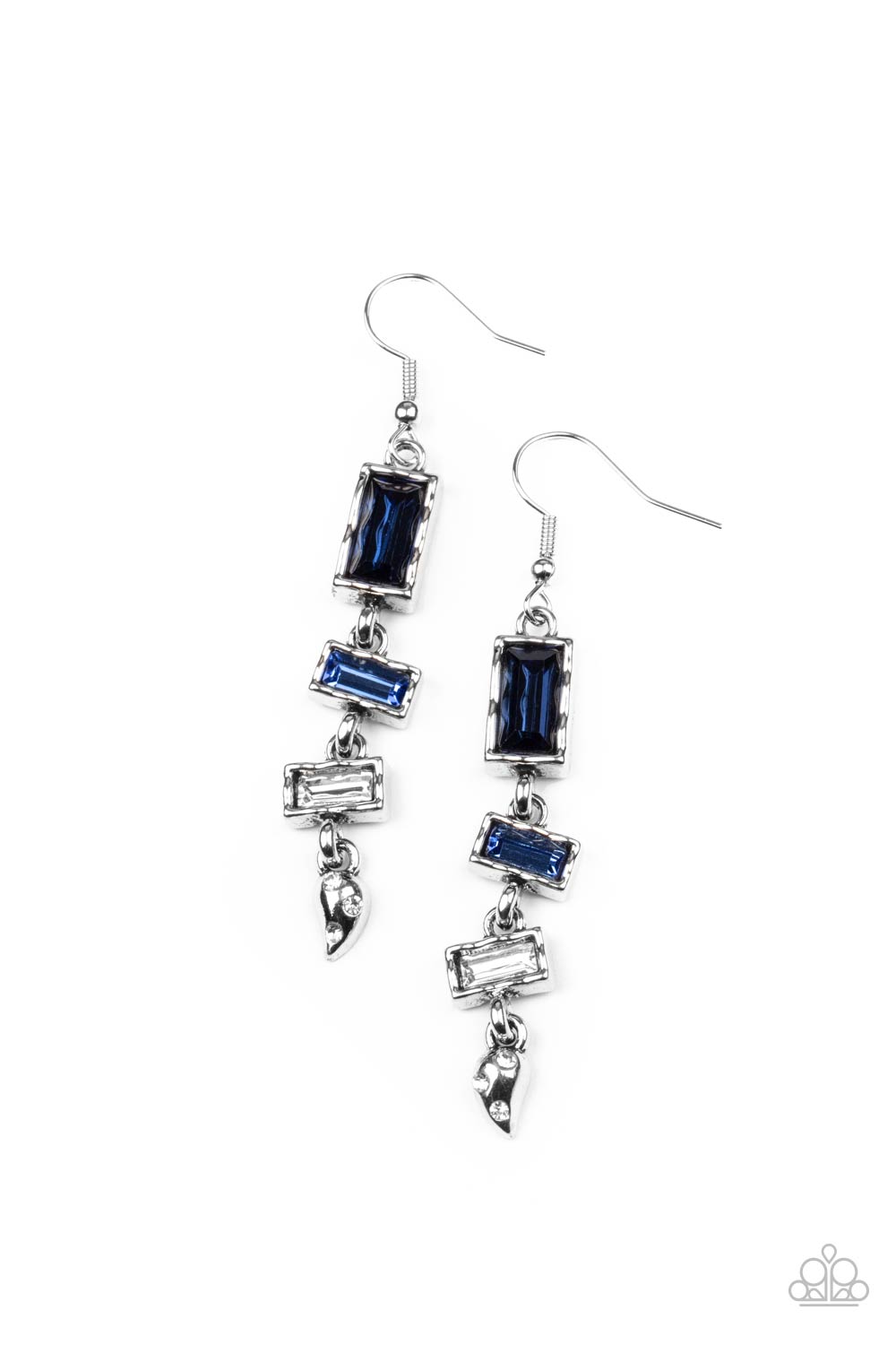 MODERN DAY ARTIFACT - BLUE RHINESTONE SILVER EARRINGS - PAPARAZZI