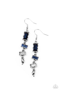 MODERN DAY ARTIFACT - BLUE RHINESTONE SILVER EARRINGS - PAPARAZZI