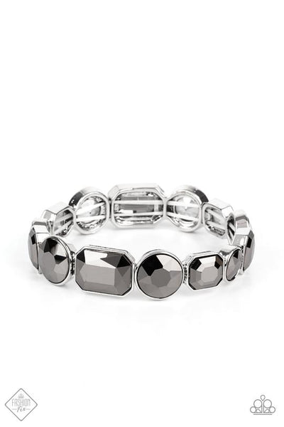 EXTRA EXPOSURE - SILVER HEMATITE GEM STRETCHY BRACELET - PAPARAZZI - FASHION FIX MARCH 2021