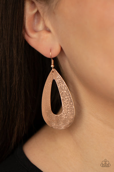 HAND IT OVAL! - ROSE GOLD TEARDROP EARRINGS - PAPARAZZI