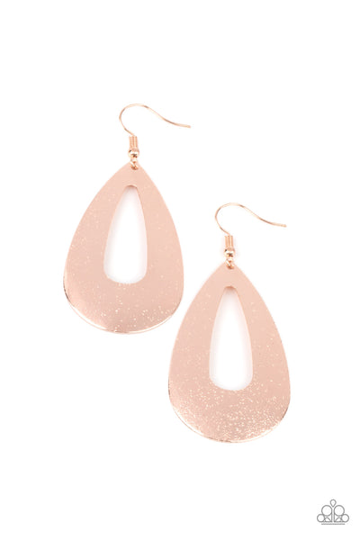 HAND IT OVAL! - ROSE GOLD TEARDROP EARRINGS - PAPARAZZI