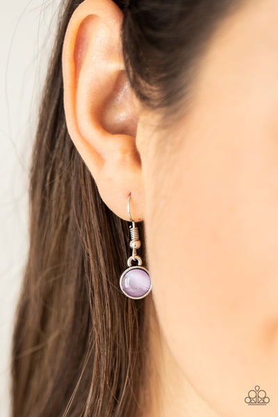 INNER ILLUMINATION - PURPLE CAT'S EYE STONE SILVER NECKLACE - PAPARAZZI