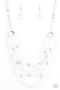 BEST POSH-IBLE TASTE - WHITE BEAD SILVER LAYERED NECKLACE - PAPARAZZI