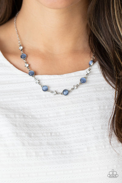 INNER ILLUMINATION - BLUE CAT'S EYE SILVER NECKLACE - PAPARAZZI