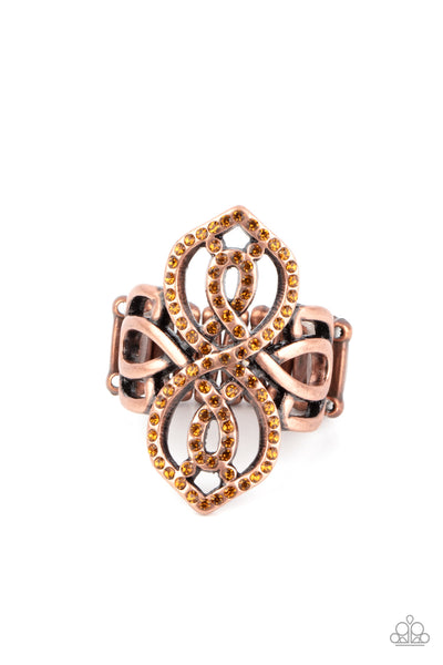 DUCHESS DRAMA - COPPER TOPAZ RHINESTONE RING - PAPARAZZ