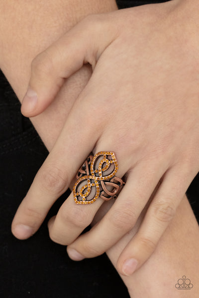 DUCHESS DRAMA - COPPER TOPAZ RHINESTONE RING - PAPARAZZ