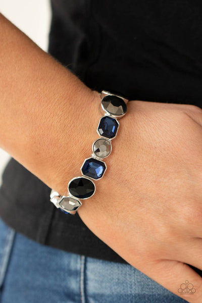 EXTRA EXPOSURE - MULTI BLUE BLACK HEMATITE GEM STRETCHY BRACELET - PAPARAZZ