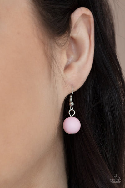 POP-ULAR OPINION - PINK BEAD SILVER LANYARD NECKLACE - PAPARAZZI
