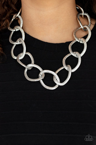 INDUSTRIAL INTIMIDATION - SILVER CHAIN LINK NECKLACE - PAPARAZZI