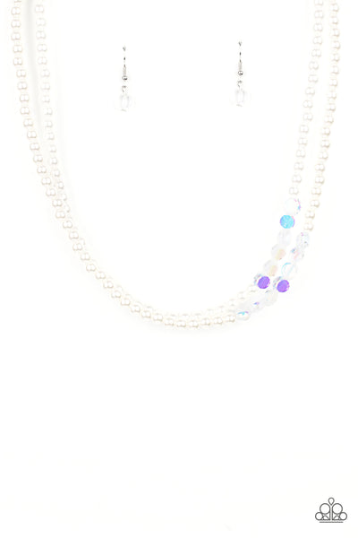 POSHLY PETITE - WHITE PEARL IRIDESCENT BEAD LAYERED NECKLACE - PAPARAZZI