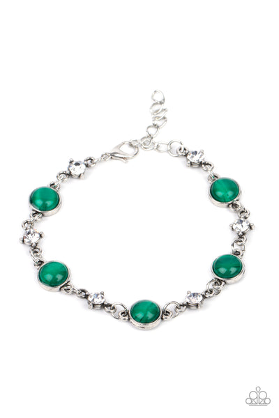 USE YOUR ILLUMINATION - GREEN CAT'S EYE SILVER BRACELET - PAPARAZZI ILLUMINATION - Green
