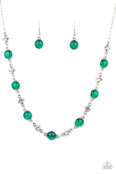 INNER ILLUMINATION - GREEN MINT CAT'S EYE SILVER NECKLACE - PAPARAZZI