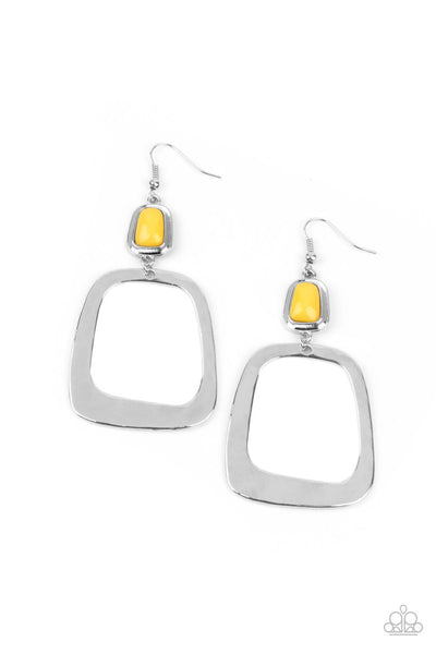 MATERIAL GIRL MOD - YELLOW SILER SQUARE EARRINGS
