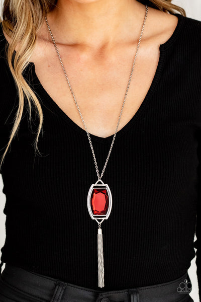TIMELESS TALISMAN - RED GEM SILVER NECKLACE - PAPARAZZI