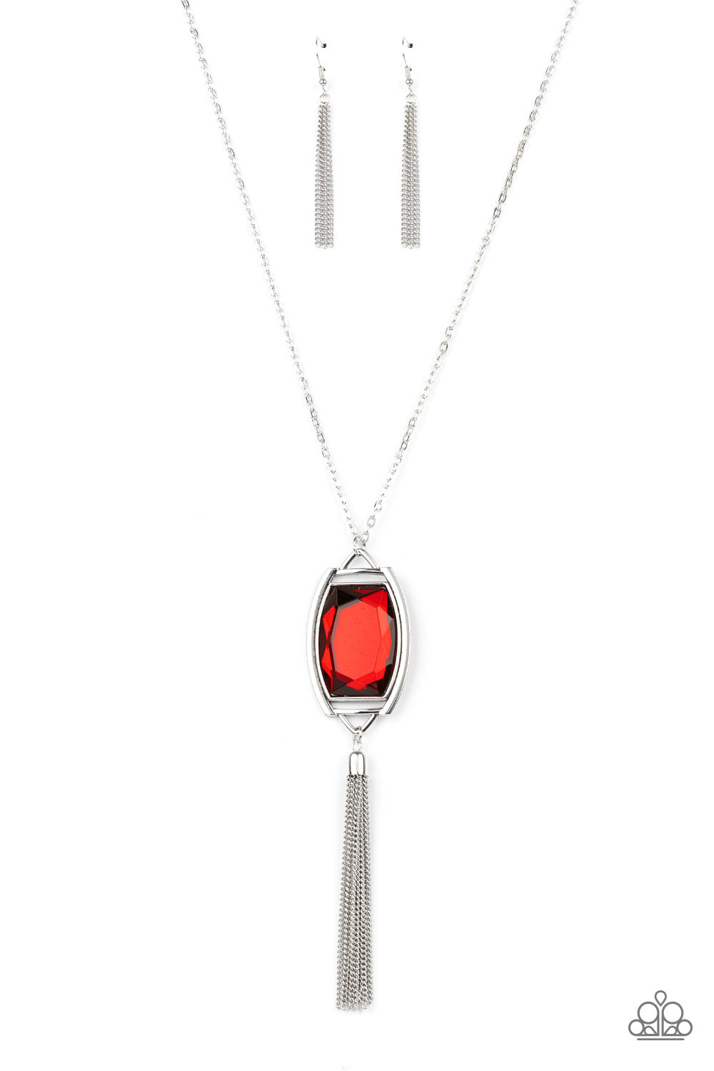 TIMELESS TALISMAN - RED GEM SILVER NECKLACE - PAPARAZZI
