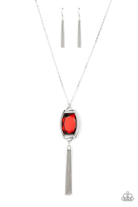 TIMELESS TALISMAN - RED GEM SILVER NECKLACE - PAPARAZZI