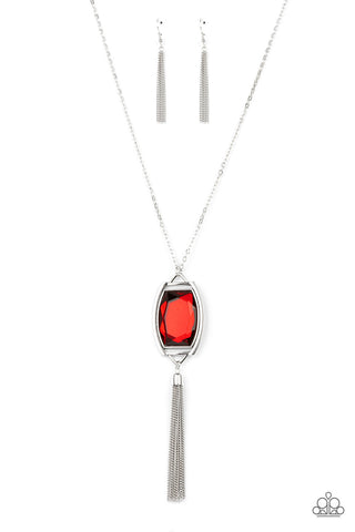 TIMELESS TALISMAN - RED GEM SILVER NECKLACE - PAPARAZZI