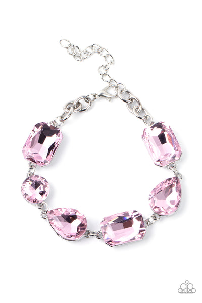 COSMIC TREASURE CHEST -PINK RHINESTONE SILVER BRACELET - PAPARAZZI - FASHION FIX MARCH 2021