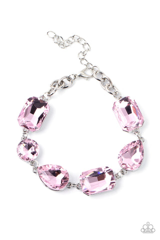 COSMIC TREASURE CHEST -PINK RHINESTONE SILVER BRACELET - PAPARAZZI - FASHION FIX MARCH 2021