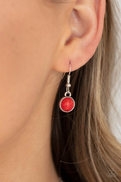 HEAVENLY TEARDROPS - RED BEAD SILVER NECKLACE - PAPARAZZI