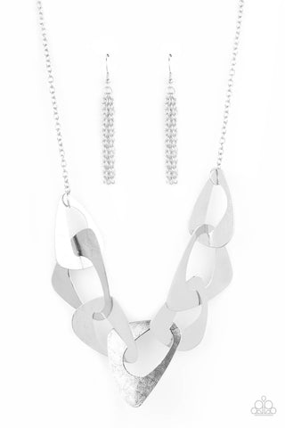 GUIDE TO THE GALAXY - SILVER GEOMETRIC TRIANGLE PLATE NECKLACE - PAPARAZZI Regular price