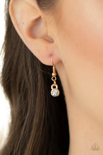 SPHERE OF INFLUENCE - GOLD CIRCLE WHITE RHINESTONE NECKLACE - PAPARAZZI