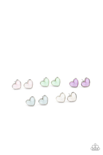 STARLET SHIMMER SPARKLY HEART POST EARRINGS SET OF 5