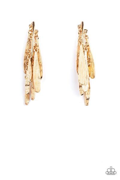 PURSUING THE PLUMES - GOLD POST EARRINGS - PAPARAZZI