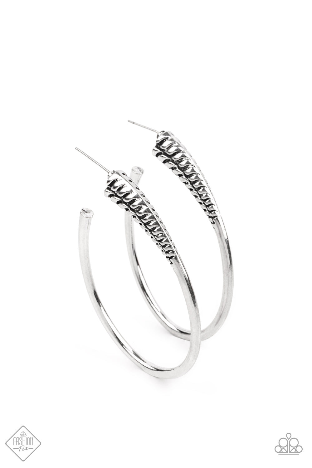 FULLY LOADED - SILVER OVAL HOOP EARRINGS - FASHION FIX EXCLUSIVE APRIL 2021 - PAPARAZZI