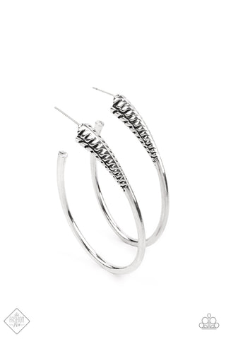FULLY LOADED - SILVER OVAL HOOP EARRINGS - FASHION FIX EXCLUSIVE APRIL 2021 - PAPARAZZI