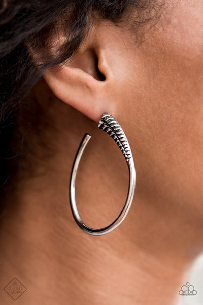 FULLY LOADED - SILVER OVAL HOOP EARRINGS - FASHION FIX EXCLUSIVE APRIL 2021 - PAPARAZZI