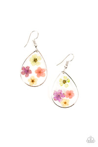 PERENNIAL PRAIRIE - MULTI PURPLE AND YELLOW PRESSED FLOWER ACYLIC EARRINGS - PAPARAZZI