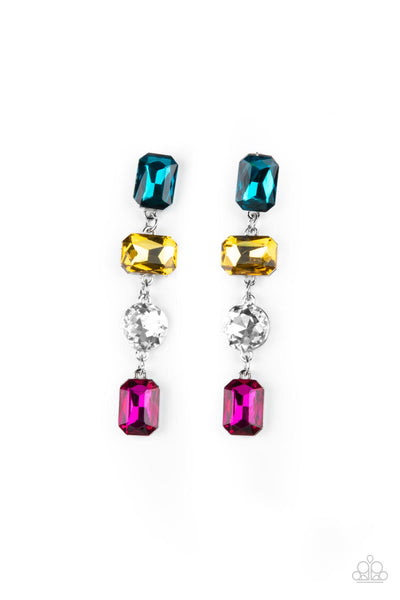 COSMIC HEIRESS - MULTI GEM RHINESTONE EARRINGS - PAPARAZZI
