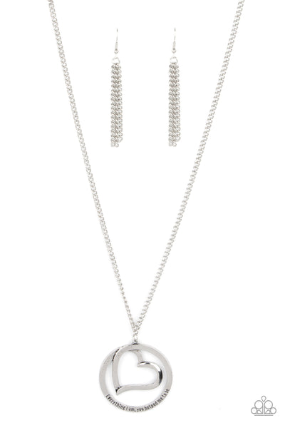 POSITIVELY PERFECT - SILVER "EVERYTHING I AM" HEART PENDANT NECKLACE - PAPARAZZI 