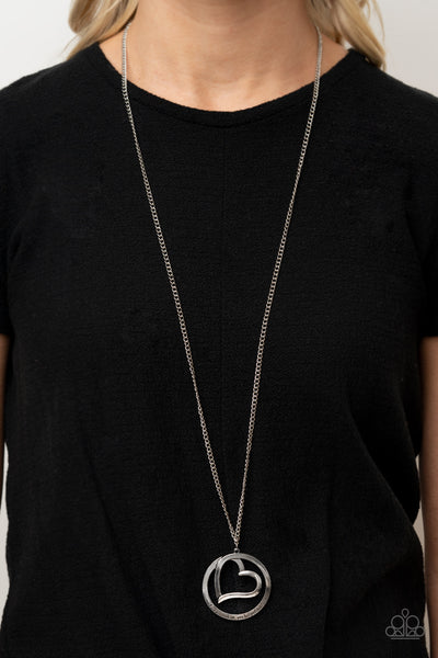 POSITIVELY PERFECT - SILVER "EVERYTHING I AM" HEART PENDANT NECKLACE - PAPARAZZI