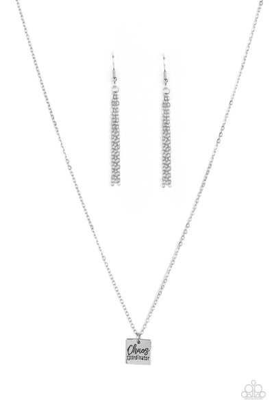 CHAOS COORDINATOR - SILVER STAMPED DAINTY NECKLACE - PAPARAZZI