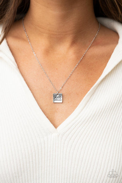 CHAOS COORDINATOR - SILVER STAMPED DAINTY NECKLACE - PAPARAZZI