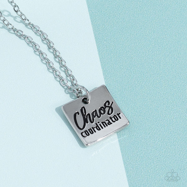 CHAOS COORDINATOR - SILVER STAMPED DAINTY NECKLACE - PAPARAZZI
