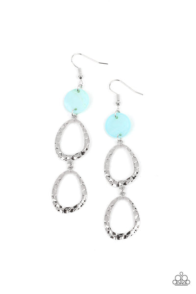 SURFSIDE SHIMMER - BLUE SHELL DISC SILVER EARRINGS - PAPARAZZ