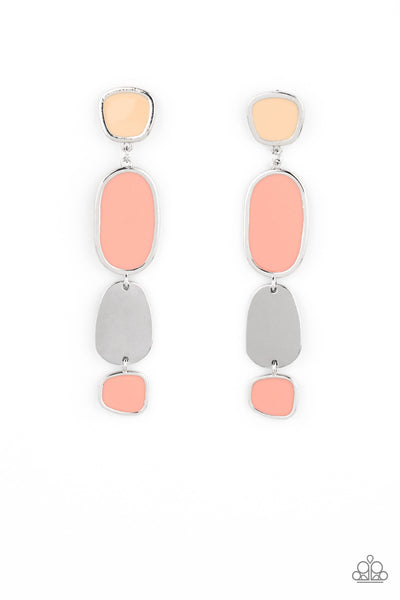 ALL OUT ALLURE - ORANGE CORAL SILVER POST EARRINGS - PAPARAZZI