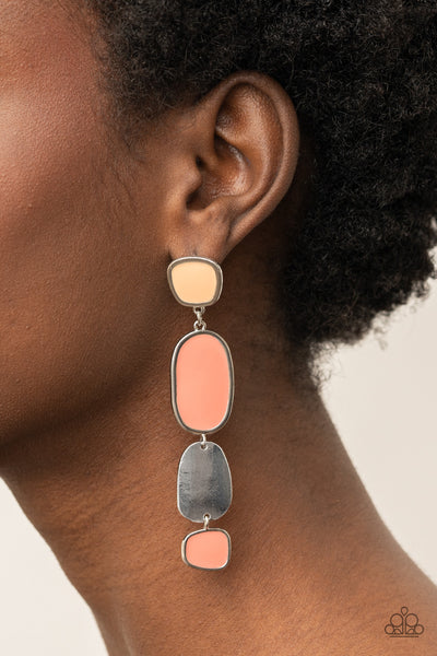 ALL OUT ALLURE - ORANGE CORAL SILVER POST EARRINGS - PAPARAZZI