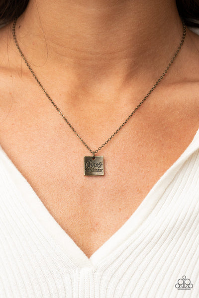 CHAOS COORDINATOR - BRASS STAMPED MOM NECKLACE - PAPARAZZI