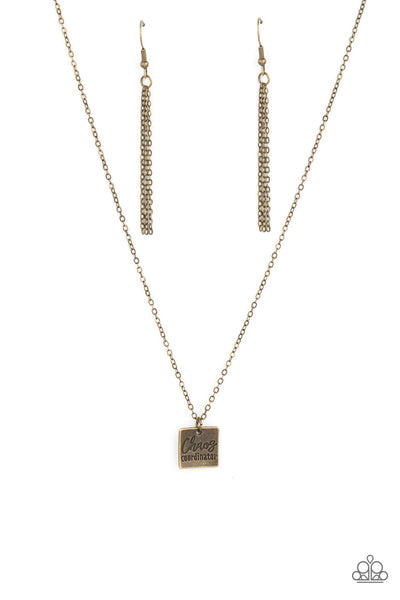 CHAOS COORDINATOR - BRASS STAMPED MOM NECKLACE - PAPARAZZI