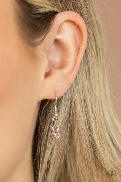 FAIRYTALE MEADOW - PINK RHINESTONE SILVER FLORAL Y NECKLACE - PAPARAZZI