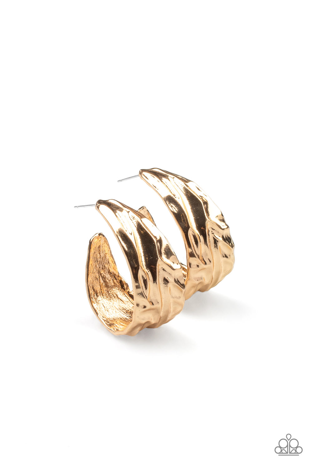 BADLANDS AND BELLBOTTOMS - GOLD WAVY HOOP EARRINGS - PAPARAZZI