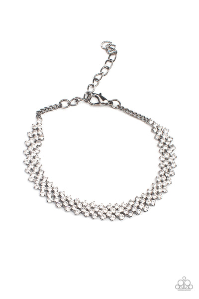 CHICLY CANDESCENT - BLACK GUNMETAL WHITE RHINESTONE BRACELET