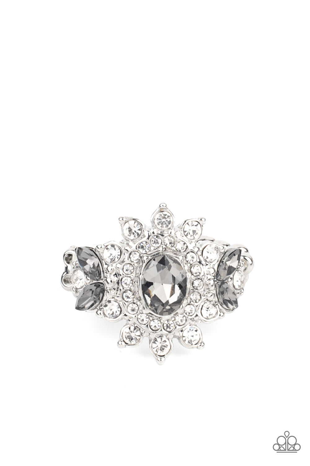 THE PRINCESS AND THE FROND - SILVER AND WHITE RHINESTONE RING - PAPARAZZI