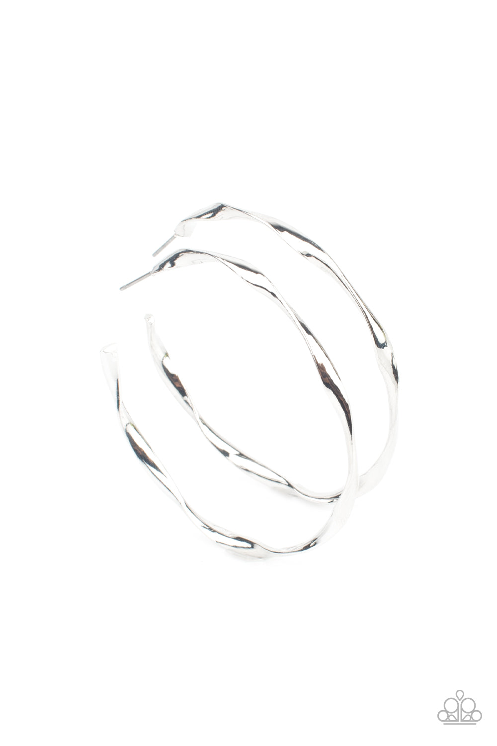 RADIANTLY WARPED - SILVER TWISTED HOOP EARRINGS - PAPARAZZI