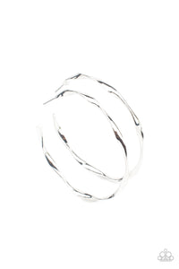 RADIANTLY WARPED - SILVER TWISTED HOOP EARRINGS - PAPARAZZI